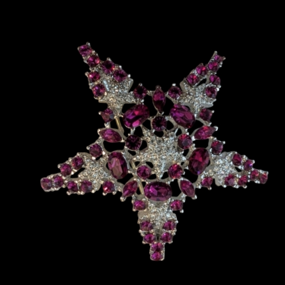 Butler Starburst Brooch, Fushia Pink Brooch, Vintage Butler Brooch